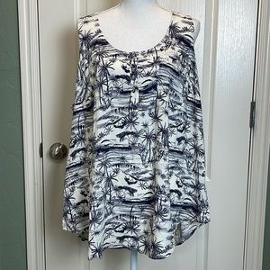 NWT Torrid Challis Henley Pocket Sleeveless Tank Jungle Toile sz 2X